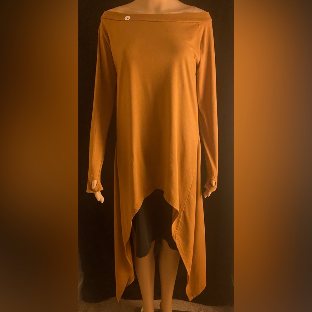 Tan shoulder shirt dress